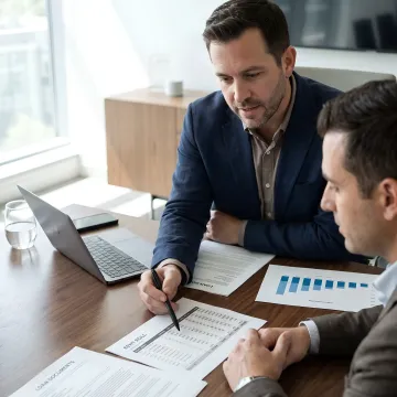 Financial specialist reviewing multifamily loan documents