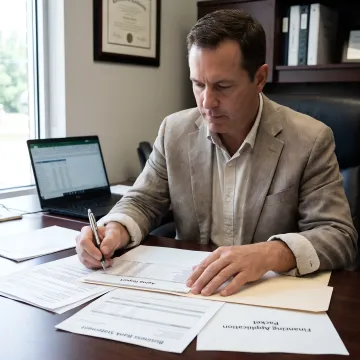 Financial specialist reviewing invoice funding documents