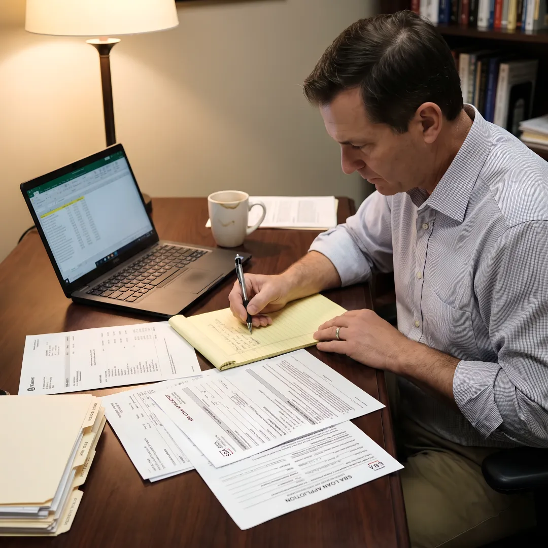 Financial specialist reviewing home healthcare funding documents