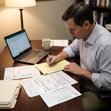 Financial specialist reviewing home healthcare funding documents