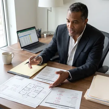 Investor reviewing renovation financing plans