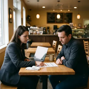 Restaurant owner reviewing funding documents