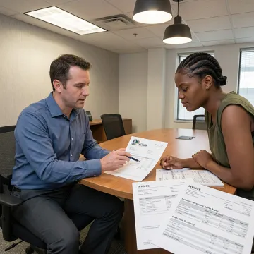 Business financing advisor reviewing receivables