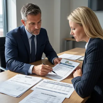 Business owner reviewing unpaid invoices for financing
