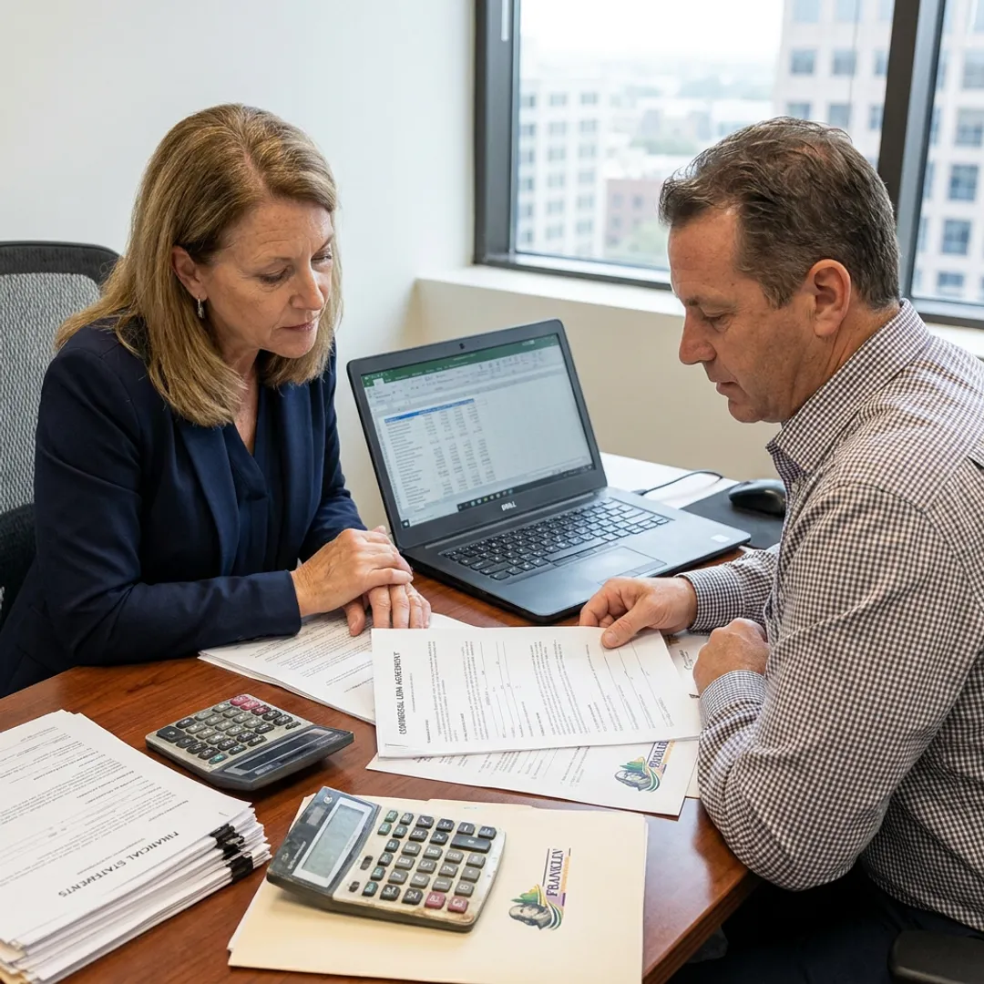 Business owner reviewing commercial loan options