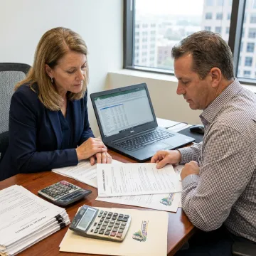Business owner reviewing commercial loan options