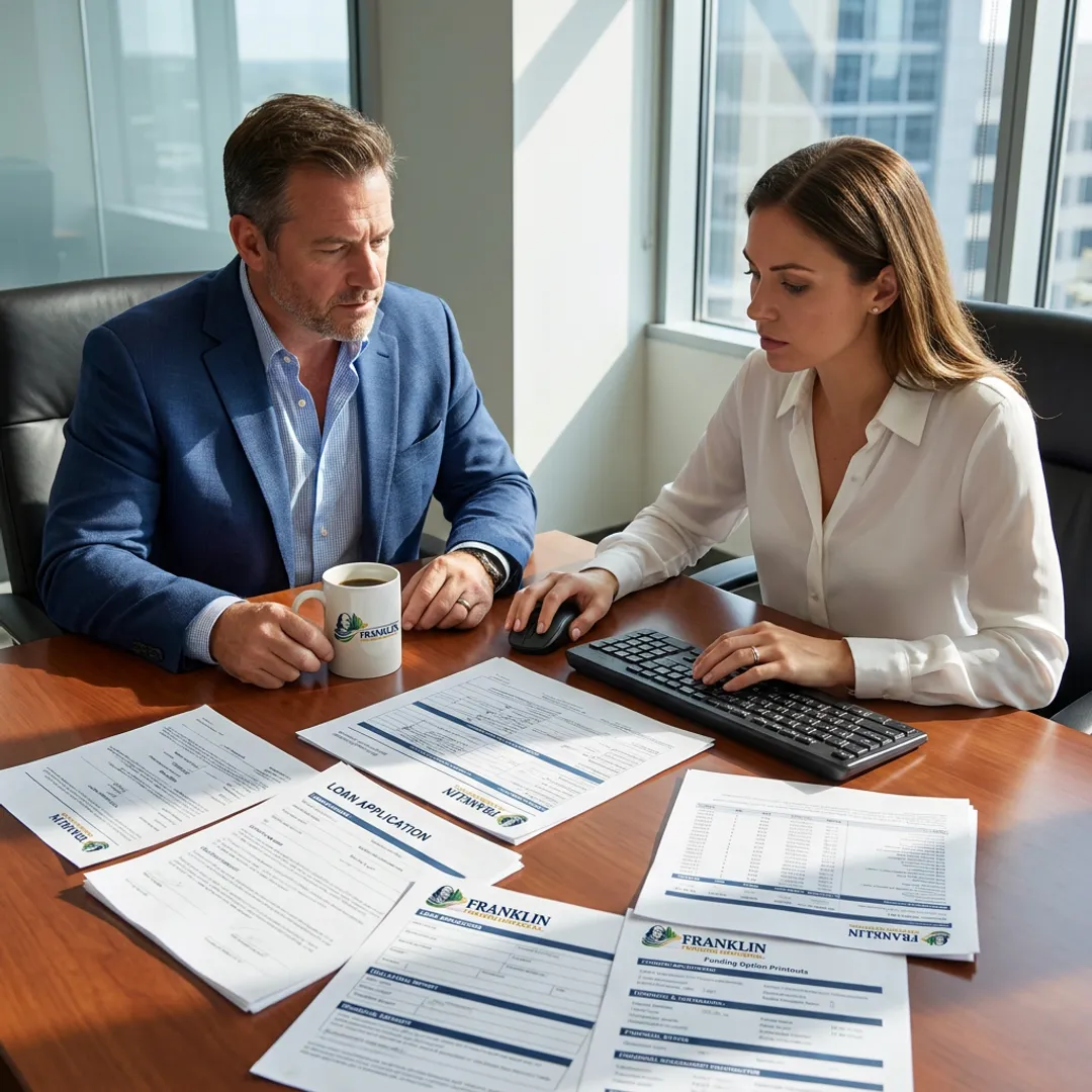 Financial advisor reviewing secured business loan documents