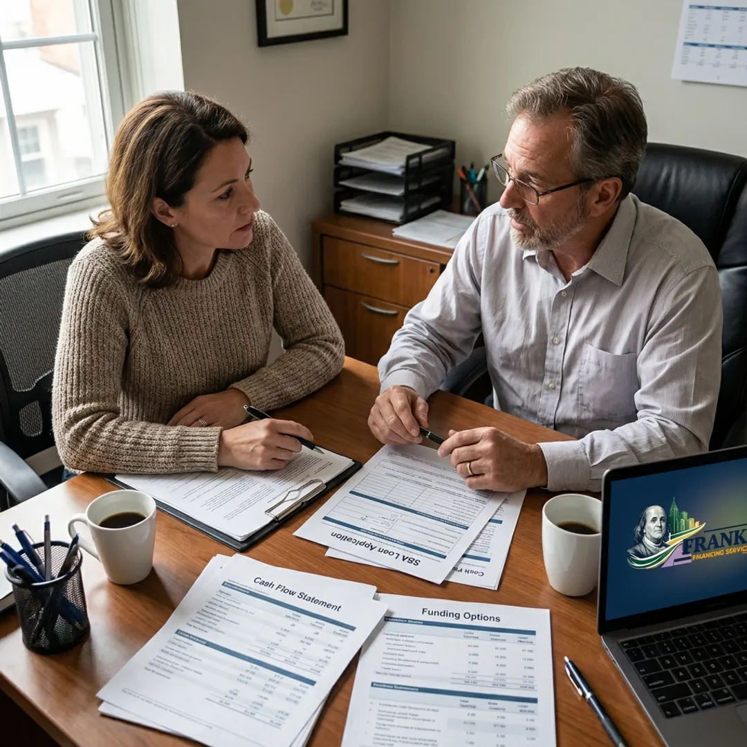 Business owner reviewing SBA loan documents