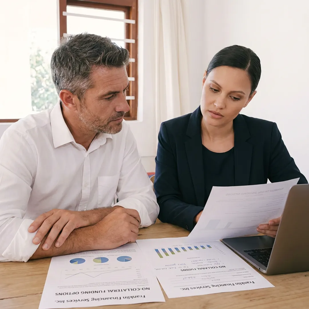 Business owner reviewing no-collateral loan options