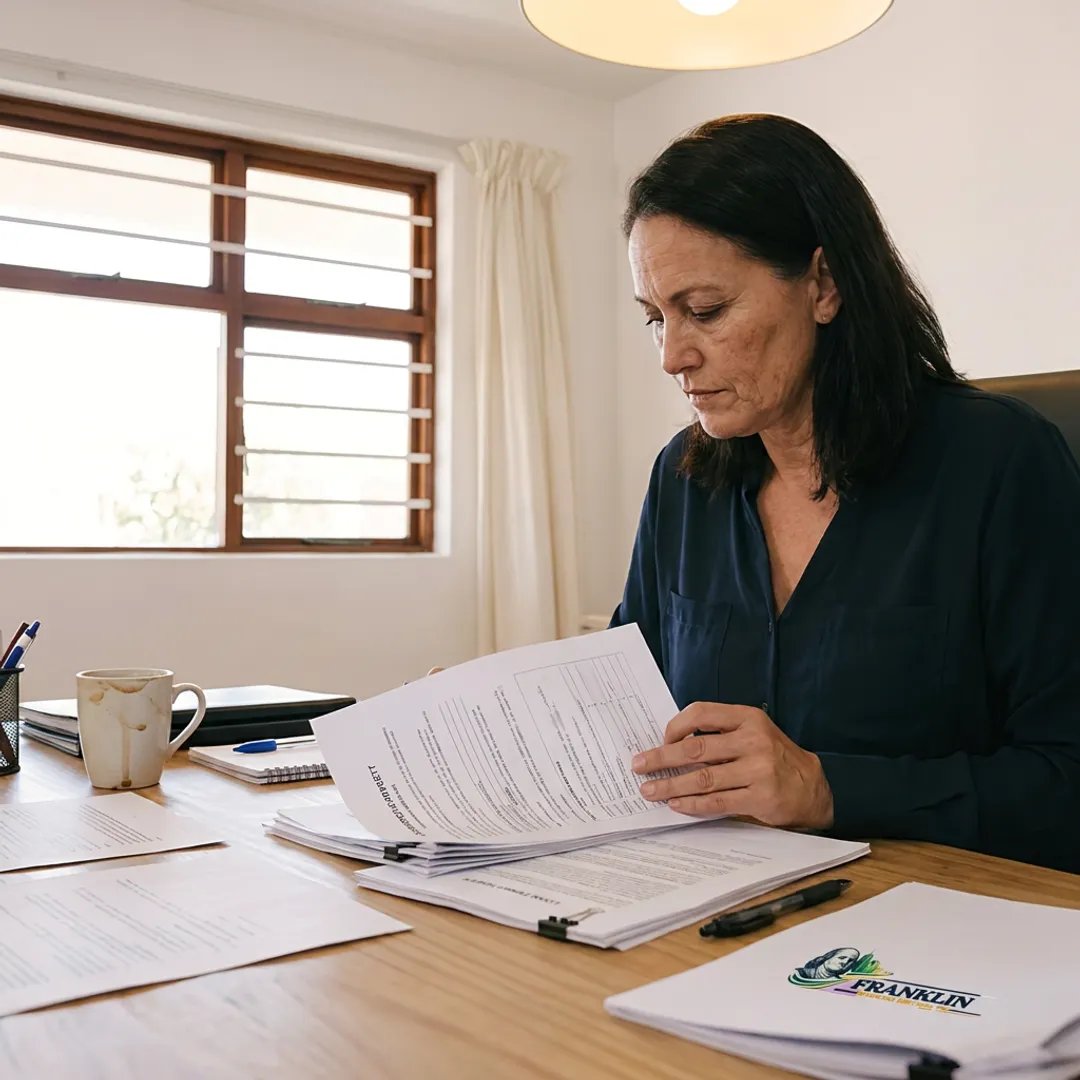 Financing specialist reviewing commercial property loan documents