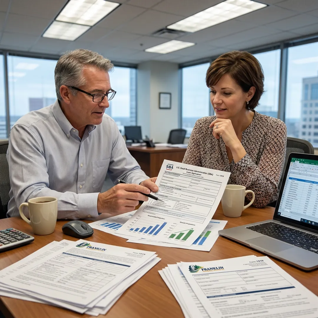 Small business owner discussing SBA loan options