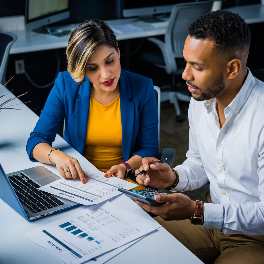 Business owner reviewing fast loan application