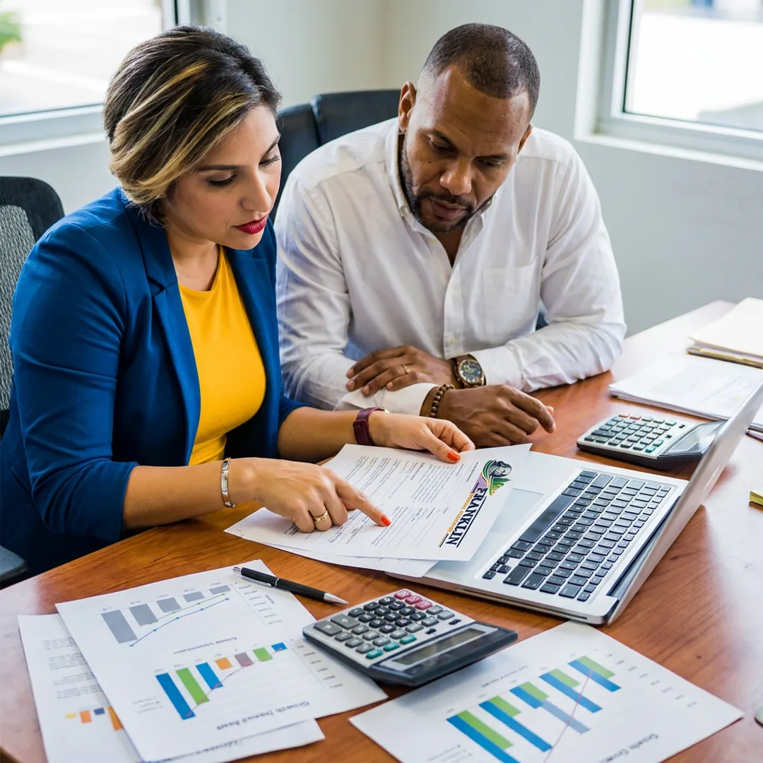 Small business owner reviewing financing options