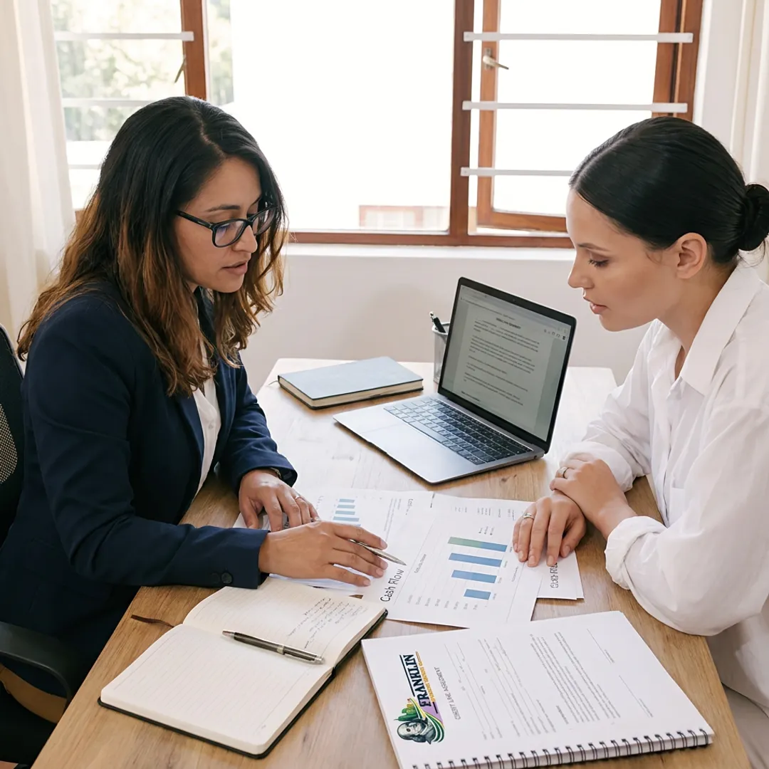Business owner reviewing credit options with financial advisor