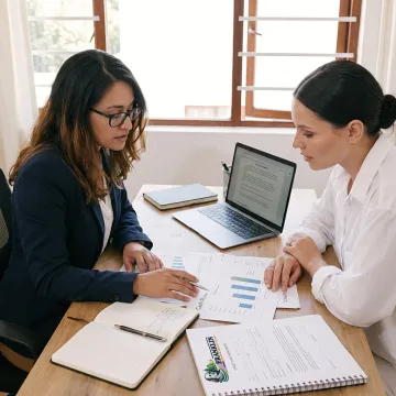 Business owner reviewing credit options with financial advisor