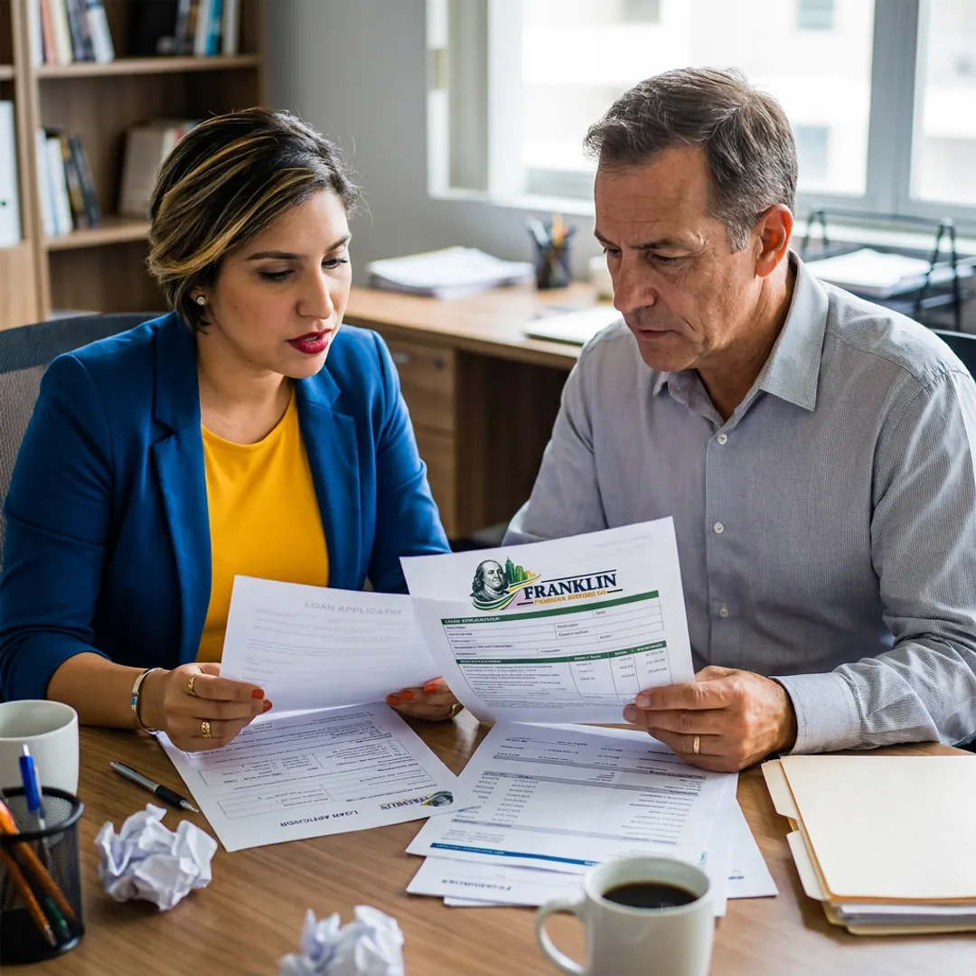 Business owner reviewing term loan application