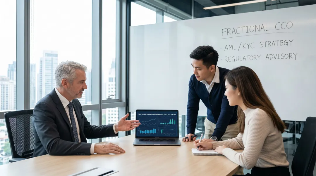 Fractional compliance officer providing crypto regulatory leadership to startup team remotely