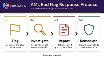 Four-step AML red flag response process flag investigate report remediate workflow