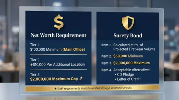 Florida MTL net worth and surety bond financial requirements comparison breakdown infographic