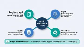 Cross-functional audit response team structure with four key roles and responsibilities