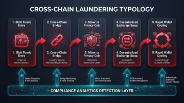 Cross-chain crypto laundering multi-hop obfuscation process flow diagram