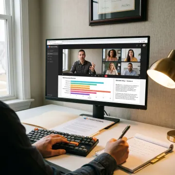 Compliance advisor leading virtual strategy meeting