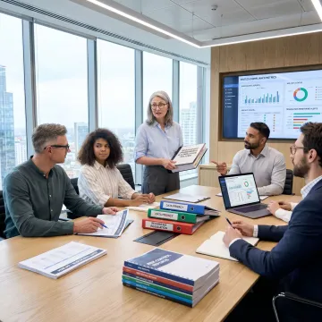 Compliance strategy meeting with financial services advisors