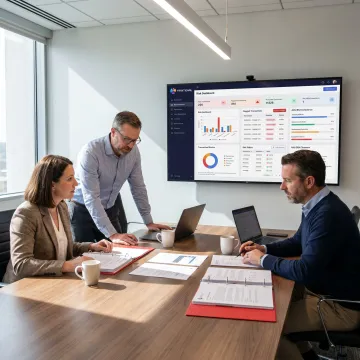 Financial compliance consultants reviewing audit documents