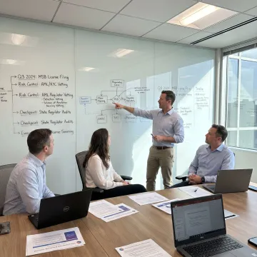 Consultants mapping fintech compliance process