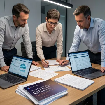 Compliance professionals reviewing BSA AML audit documents