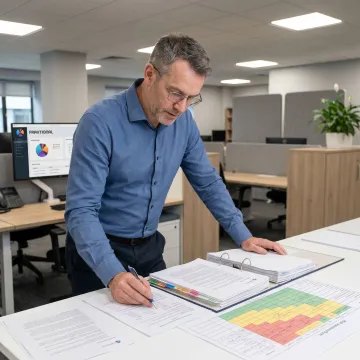 Regulatory consultant reviewing compliance documents