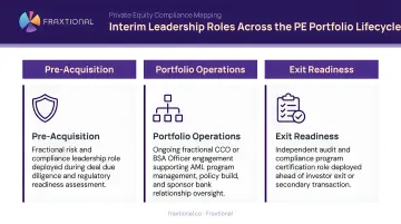 Three interim leadership roles mapped to PE portfolio lifecycle stages and use cases