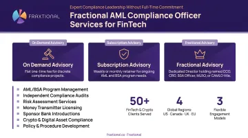 Fraxtional fractional compliance officer delivering AML program services to fintech clients