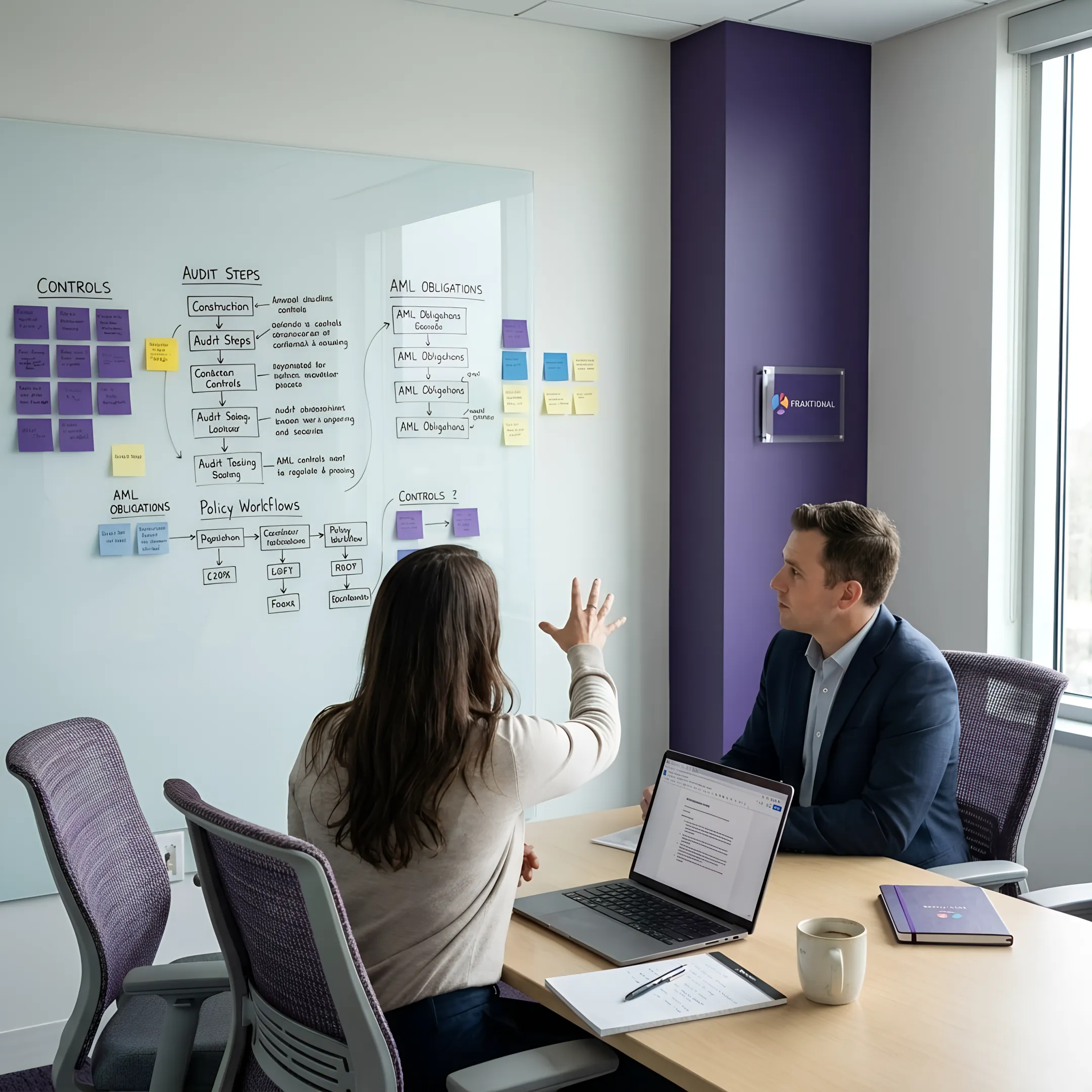 Compliance consultants mapping fintech regulatory process