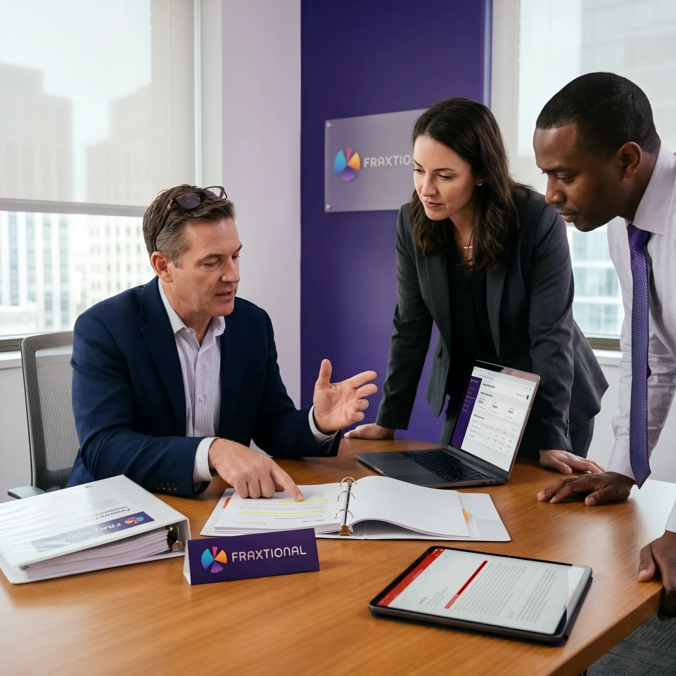 Interim compliance officer reviewing regulatory documents