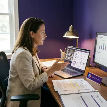 Compliance advisor leading virtual strategy meeting