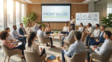 Front Goose Wellbeing corporate mindfulness training session with engaged professional team