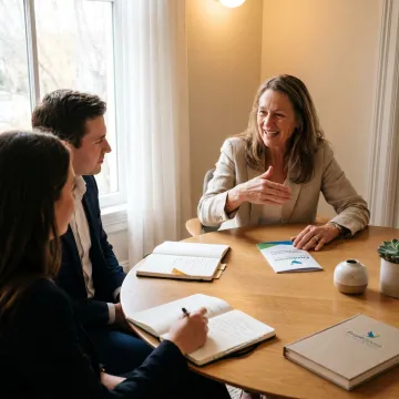 Leadership wellbeing coaching session with professionals
