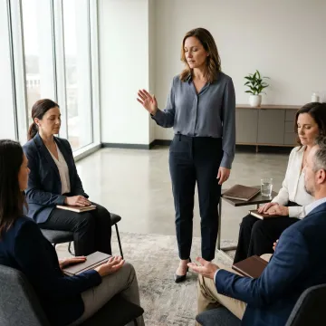 Executive mindfulness class guided by a facilitator