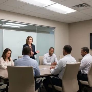 Leadership workshop with executives practicing mental fitness techniques