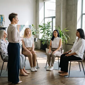 Corporate team participating in a high-performing teams workshop