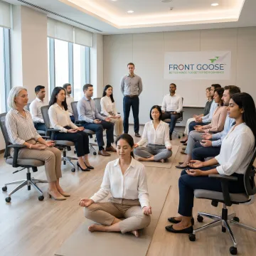 Employees practicing mindfulness during peak performance training