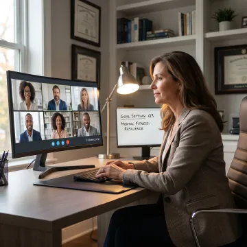 Executive coach guiding virtual team development