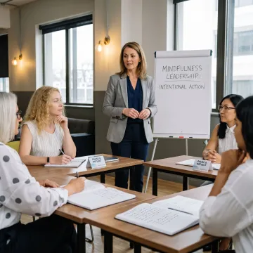 Transformational leadership workshop facilitator with executive team