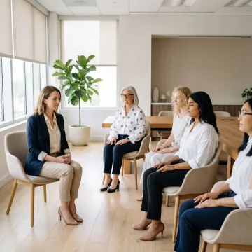 Facilitator leading corporate mindfulness training