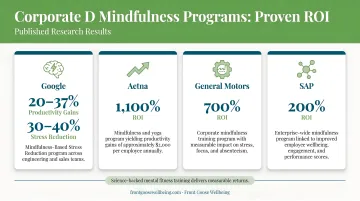Corporate mindfulness program ROI comparison chart Google Aetna General Motors SAP results
