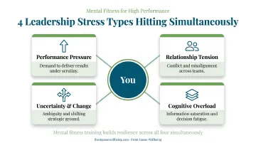 Four leadership stress types framework hitting simultaneously infographic