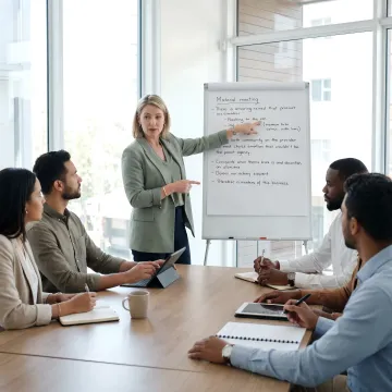 Facilitator guiding a structured leadership workshop