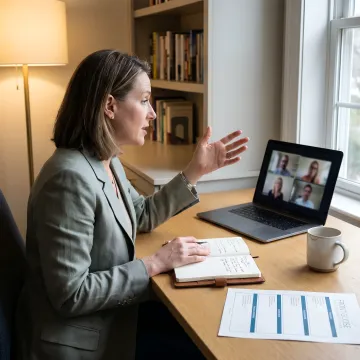 Executive coach guiding virtual team development