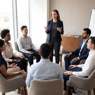 Corporate team practicing mindfulness in a workshop